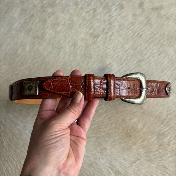 Henri Bendel leather and silver western belt SZ Large - Picture 5 of 6